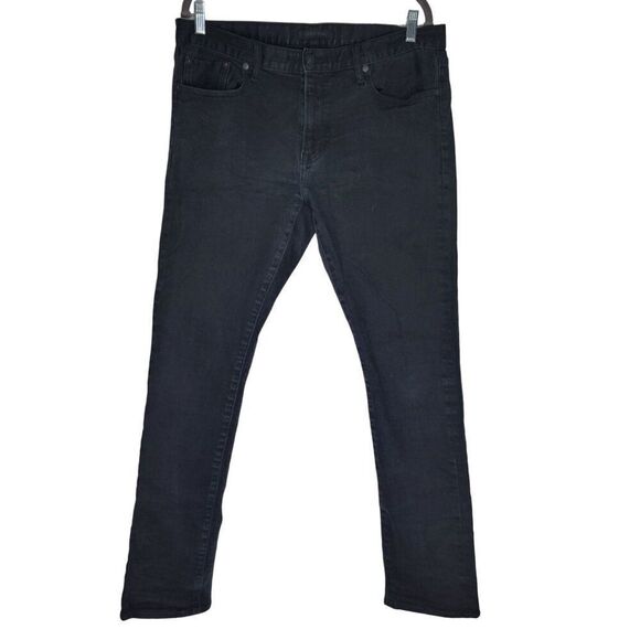 Uniqlo Jeans Men's Slim Straight Size 35 x 31 Medium Wash Black Denim Cotton - Picture 1 of 10
